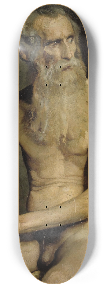 Albert Edelfelt - Old Man Seated, Academy Study 8.25 inch art skate deck