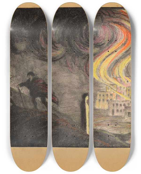 Triptych art skateboard deck of Karl Wiener Lots Weib by Karl Wiener (1901-1949)