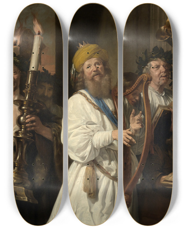Triptych art skateboard deck of Jan De Bray Knig David Geleitet Die Bundeslade Nach Jerusalem by Jan de Bray (1622-1697)