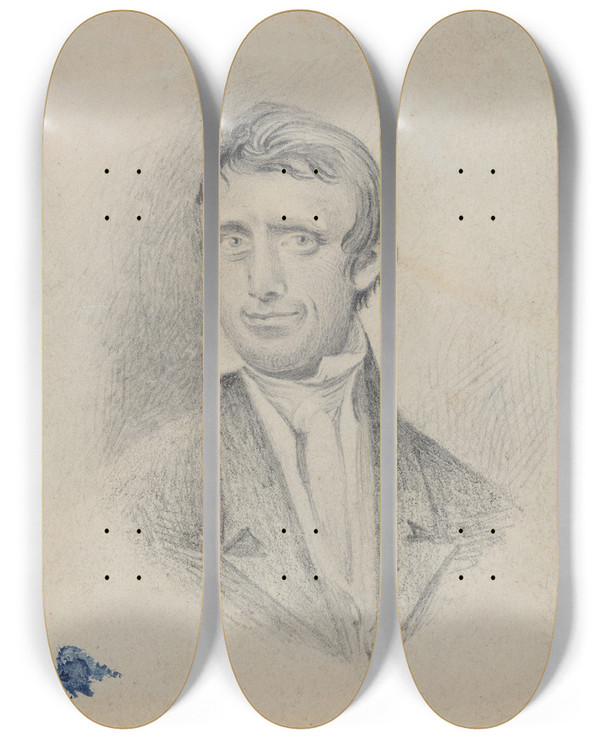 Triptych art skateboard deck of James Barton Longacre Unidentified Man_1 by James Barton Longacre (1794-1869)