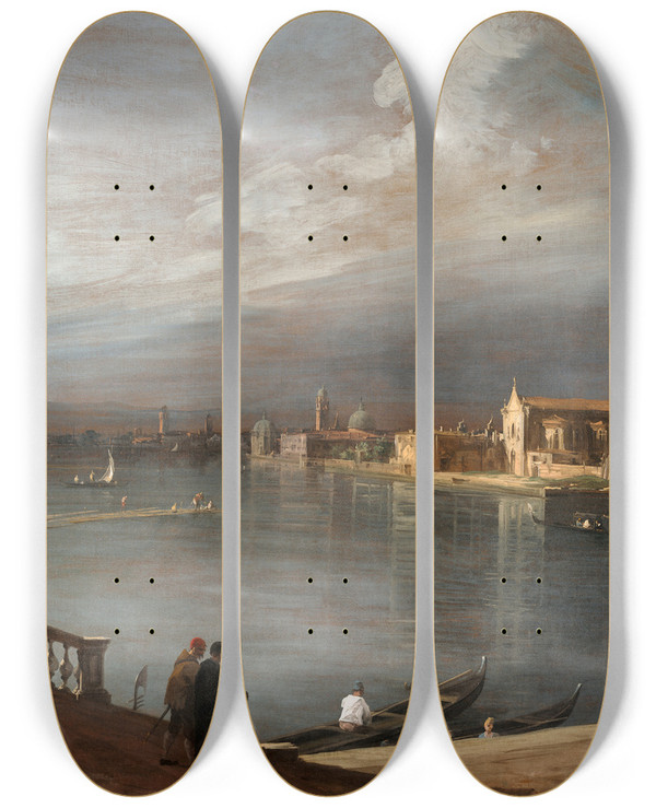 Triptych art skateboard deck of Canaletto San Cristoforo San Michele And Murano From The Fondamenta Nuove Venice by Canaletto (1697-1768)
