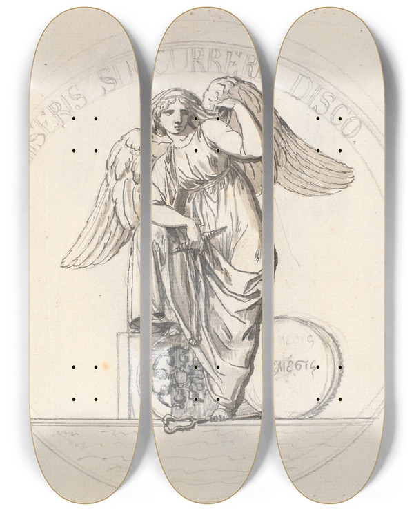 Triptych art skateboard deck of Nicolai Abildgaard Nemesis by Nicolai Abildgaard (1743-1809)
