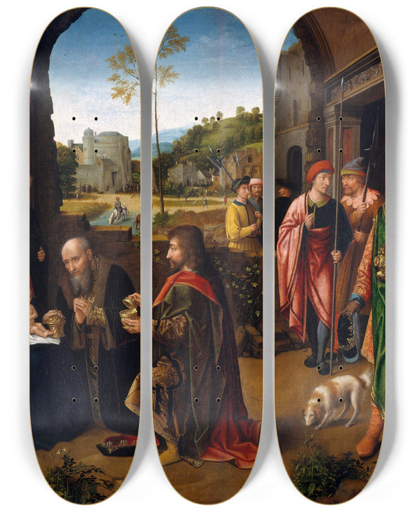 Triptych art skateboard deck of Workshop Of Gerard David The Adoration Of The Magi by Workshop Of Gerard David (1460-1523)