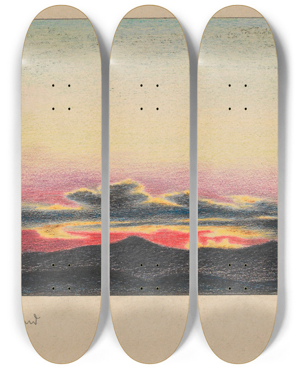 Triptych art skateboard deck of Karl Wiener Herbstabend by Karl Wiener (1901-1949)
