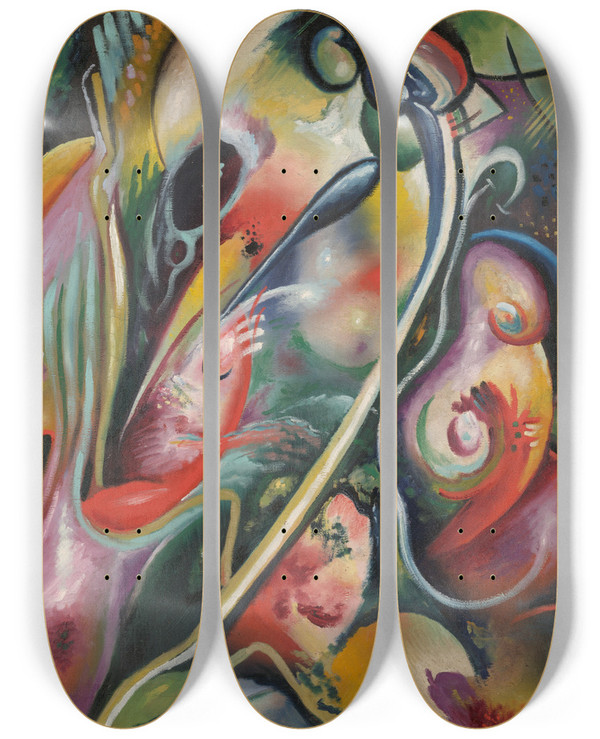Triptych art skateboard deck of Rudolf Bauer Andantev by Rudolf Bauer (1889-1953)