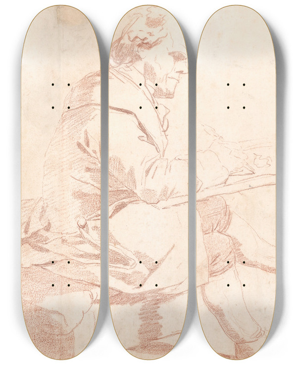 Triptych art skateboard deck of Franoisandr Vincent An Artistsketching by Franois-Andr Vincent (1746-1816)
