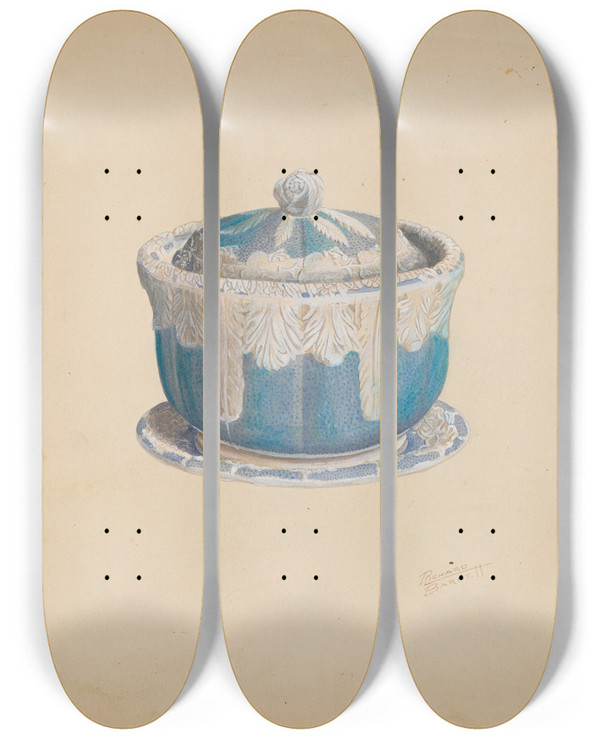 Triptych art skateboard deck of Richard Barnett Sugar Bowl by Richard Barnett
