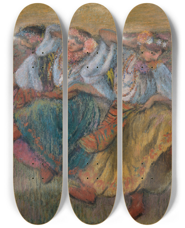 Triptych art skateboard deck of Edgar Degas Russian Dancers by Edgar Degas (1834-1917)