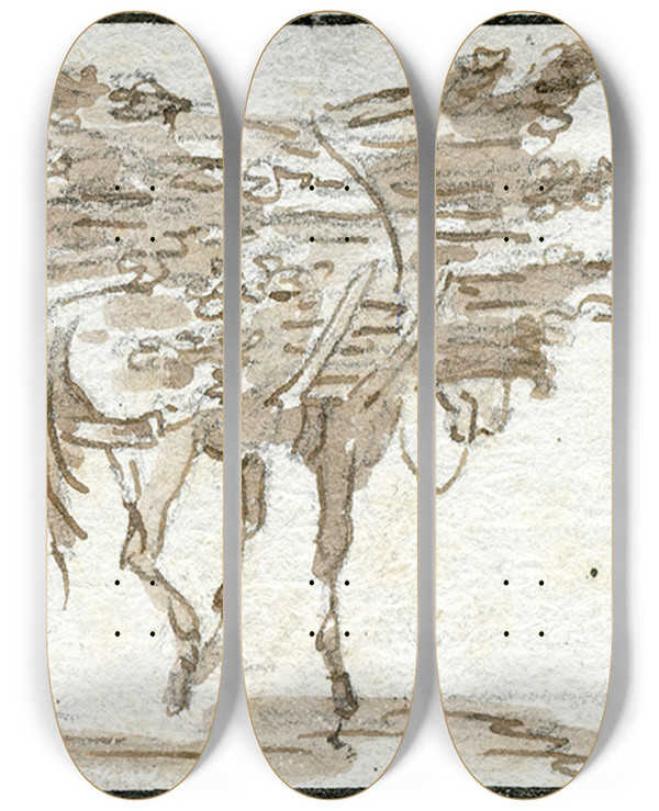 Triptych art skateboard deck of Otto Howen Pakezels_3 by Otto Howen (1774-1848)