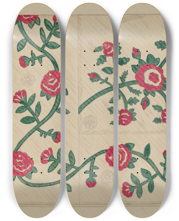 Triptych art skateboard deck of Katherine Hastings Quilt_10 by Katherine Hastings