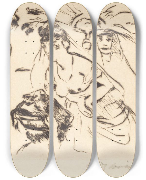 Triptych art skateboard deck of Lovis Corinth Salome by Lovis Corinth (1858-1925)