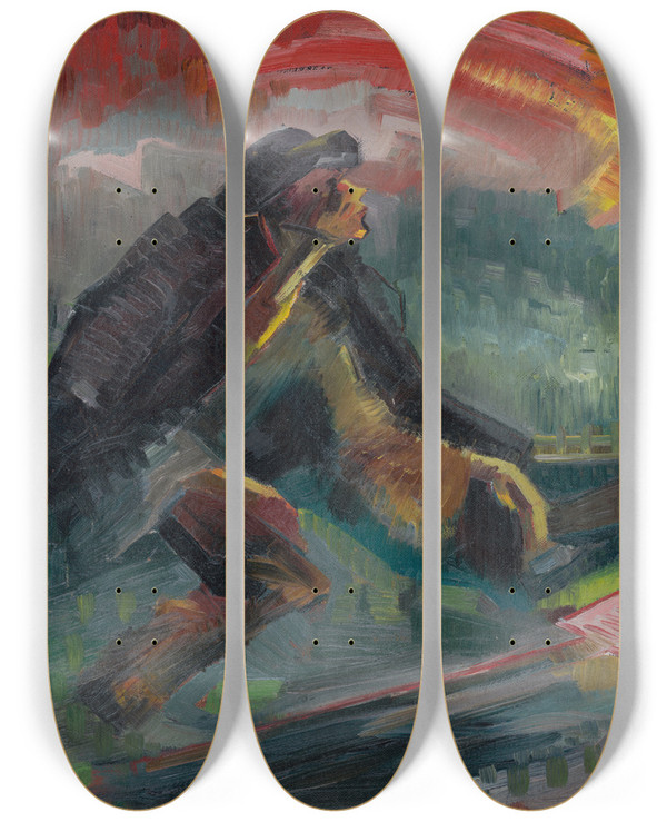 Triptych art skateboard deck of Arnold Peter Weiszkubnan Dawn_1 by Arnold Peter Weisz-Kubnan (1898-1944)