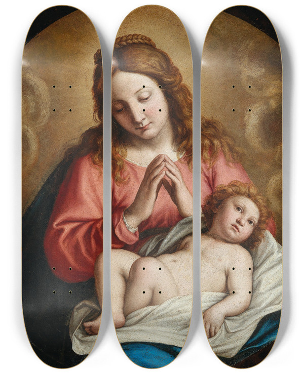 Triptych art skateboard deck of Giovanni Battista Salvi Da Sassoferrato The Madonna And Child_2 by Giovanni Battista Salvi Da Sassoferrato (1609-1685)