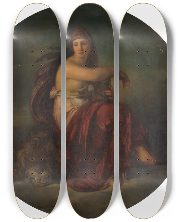 Triptych art skateboard deck of Friedrich Von Amerling Die Strke by Friedrich Von Amerling (1803-1887)