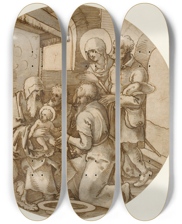 Triptych art skateboard deck of Bartolom Estebn Murillo The Christ Child As The Good Shepherd_2 by Bartolome Esteban Murillo (1617-1682)