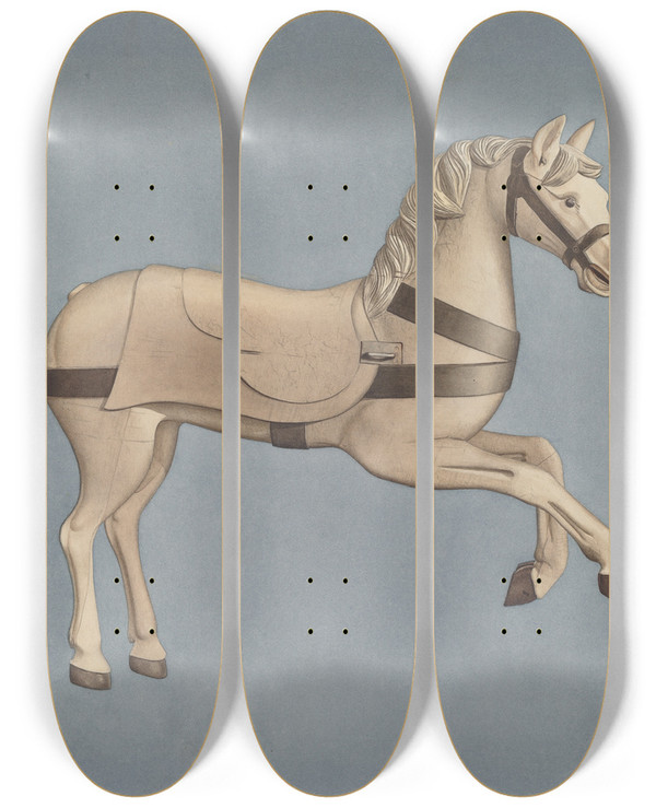 Triptych art skateboard deck of Henry Murphy Carousel Horse_1 by Henry Murphy