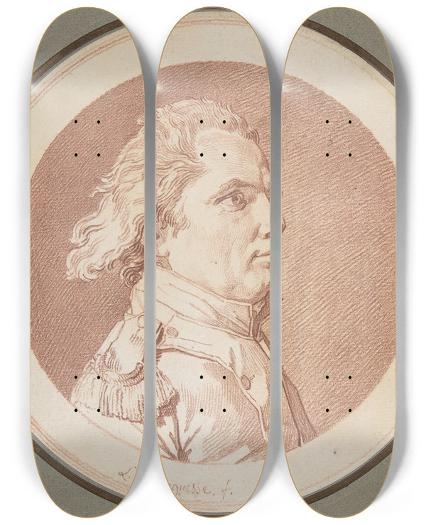 Triptych art skateboard deck of Louis Rolland Trinquesse Portrait Of Franois Reidy De Lagrange by Louis Rolland Trinquesse (1746-1800)