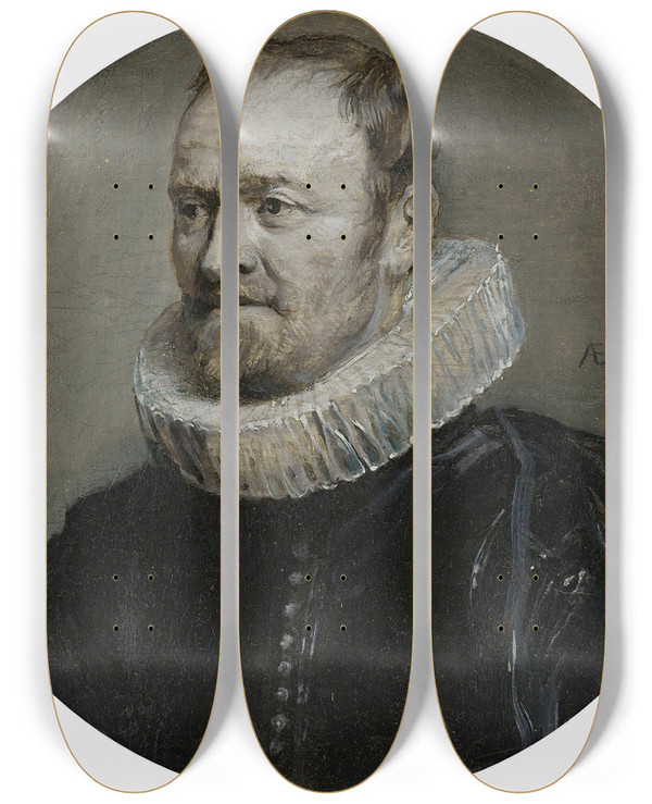 Triptych art skateboard deck of Anthony Van Dyck Portrait Of Nicholas Rockox by Anthony Van Dyck (1599-1641)