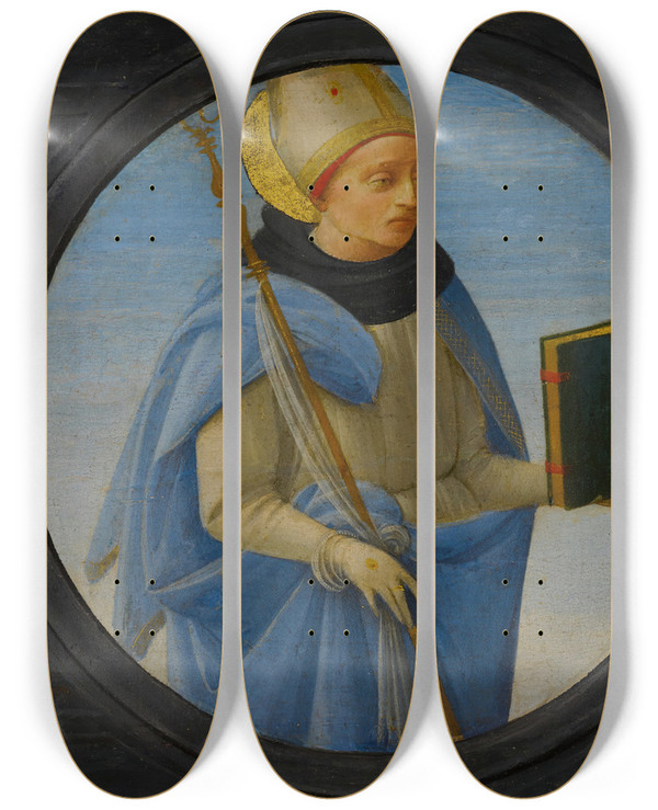 Triptych art skateboard deck of Bartolomeo Di Giovanni Saint Augustine by Bartolomeo Di Giovanni (1458-1501)