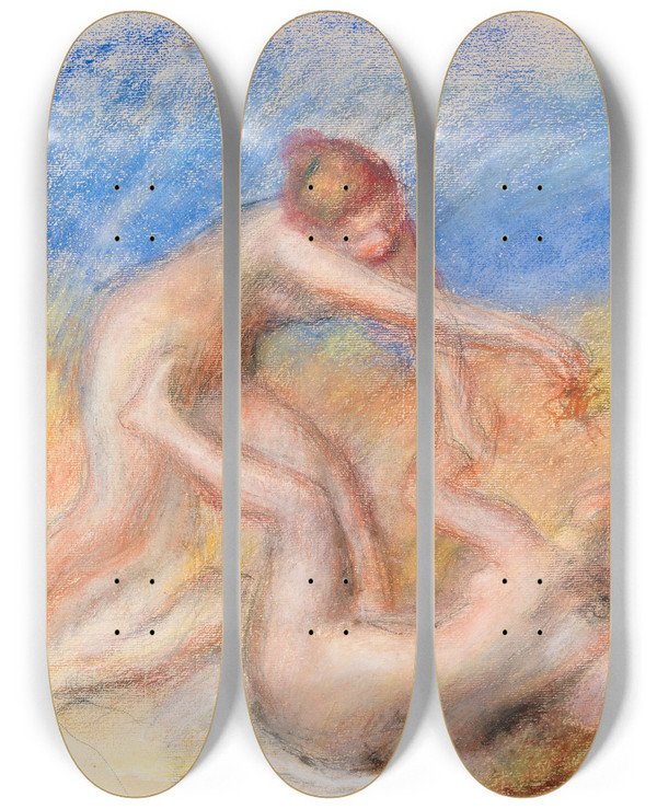Triptych art skateboard deck of Pierreauguste Renoir Two Nudes by Pierre-Auguste Renoir (1841-1919)