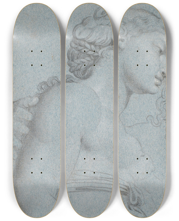 Triptych art skateboard deck of Jens Juel Jupiter And Juno by Jens Juel (1745-1802)