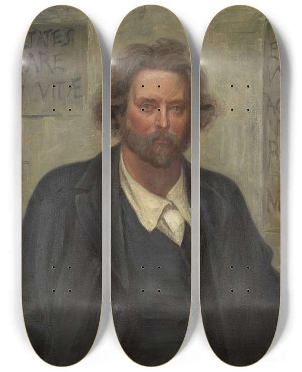 Triptych art skateboard deck of Jag Acke Portrait Of Erik Vullum by J.A.G. Acke (1859-1924)