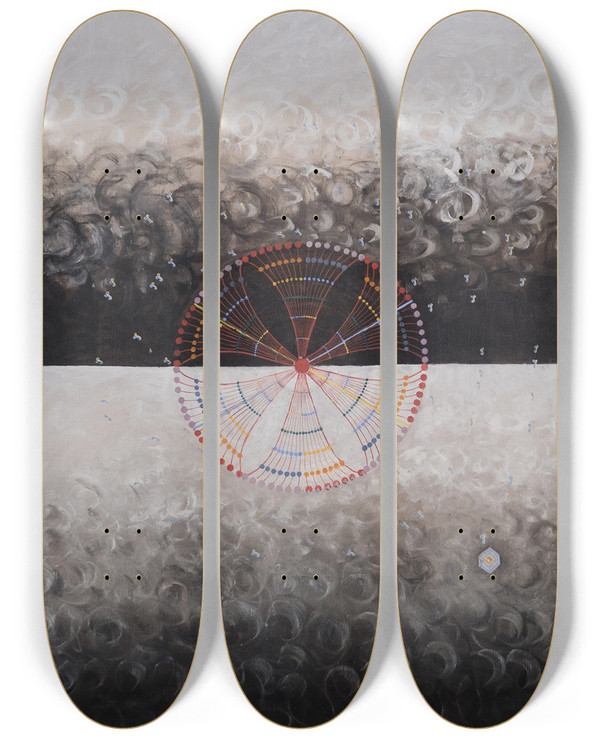 Triptych art skateboard deck of Hilma Af Klint The Swan No 10 Group Ixsuw by Hilma af Klint (1862-1944)