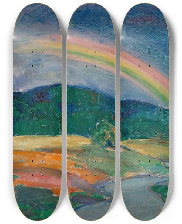 Triptych art skateboard deck of Jalmari Ruokokoski Rainbow by Jalmari Ruokokoski (1886-1936)