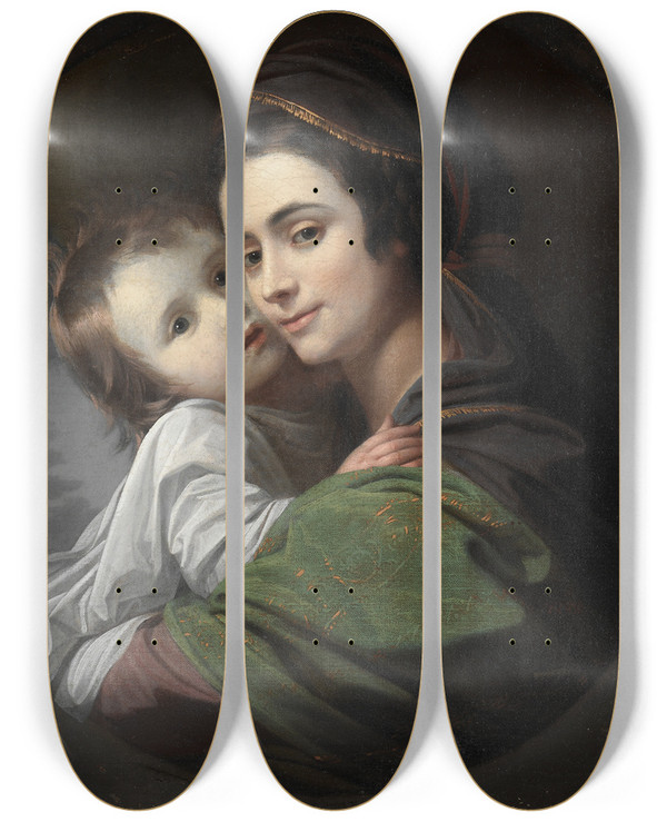 Triptych art skateboard deck of Benjamin West Elizabeth Shewell West And Her Son Raphael by Benjamin West (1738-1820)