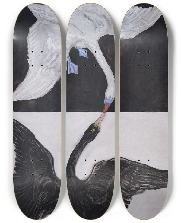Triptych art skateboard deck of Hilma Af Klint Group Ixsuw The Swan No 1_2 by Hilma af Klint (1862-1944)