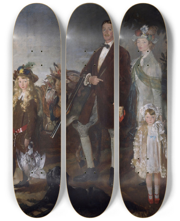 Triptych art skateboard deck of William Orpen The Vere Foster Family by William Orpen (1878-1931)