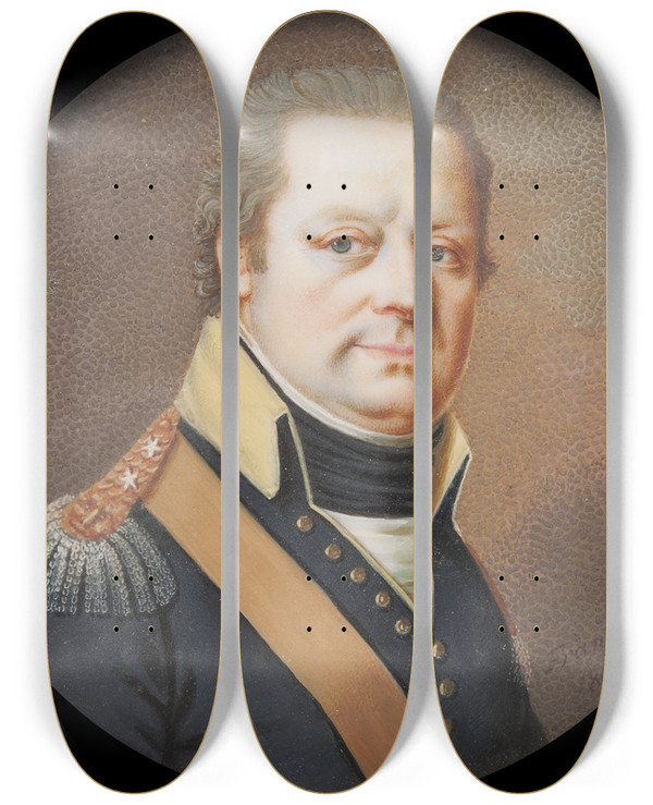 Triptych art skateboard deck of Liepmann Fraenckel Baron Carl Fredrik Bennet Major Master Of The Royal Household by Liepmann Fraenckel