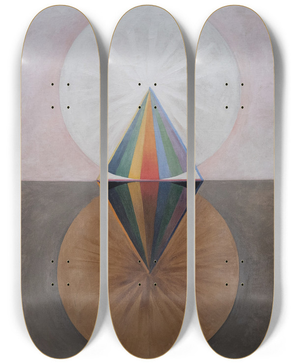 Triptych art skateboard deck of Hilma Af Klint The Swan No 12 Group Ixsuw by Hilma af Klint (1862-1944)