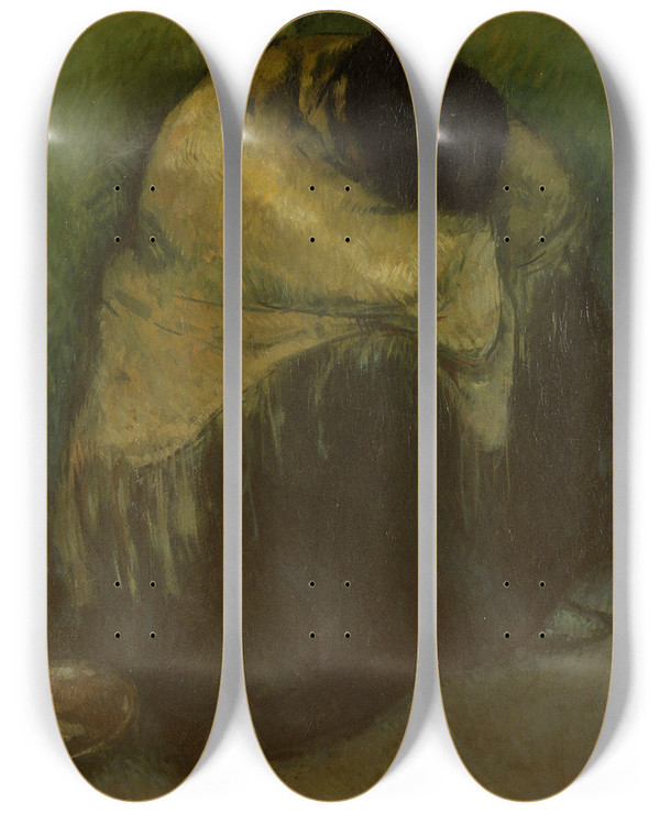 Triptych art skateboard deck of Isidre Nonell Rest by Isidre Nonell (1872-1911)