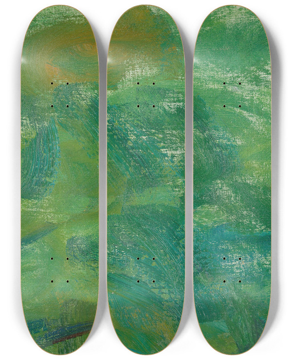 Triptych art skateboard deck of Claude Monet Nymphas Fragment_2 by Claude Monet (1840-1926)