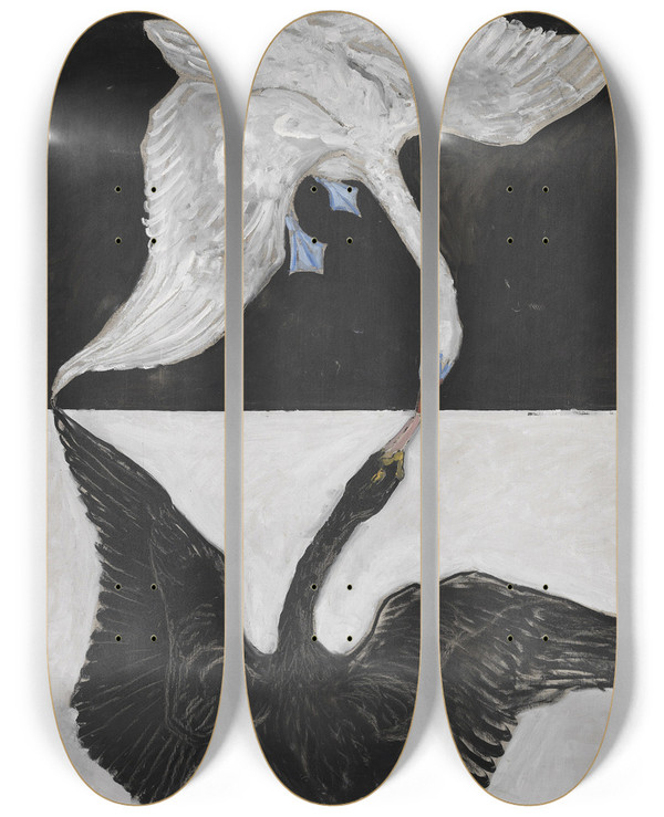 Triptych art skateboard deck of Hilma Af Klint Group Ixsuw The Swan No 1_1 by Hilma af Klint (1862-1944)