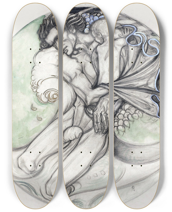 Triptych art skateboard deck of Richard Nicolas Roland Holst Christophorus_1 by Richard Nicolaus Roland Holst (1868-1938)