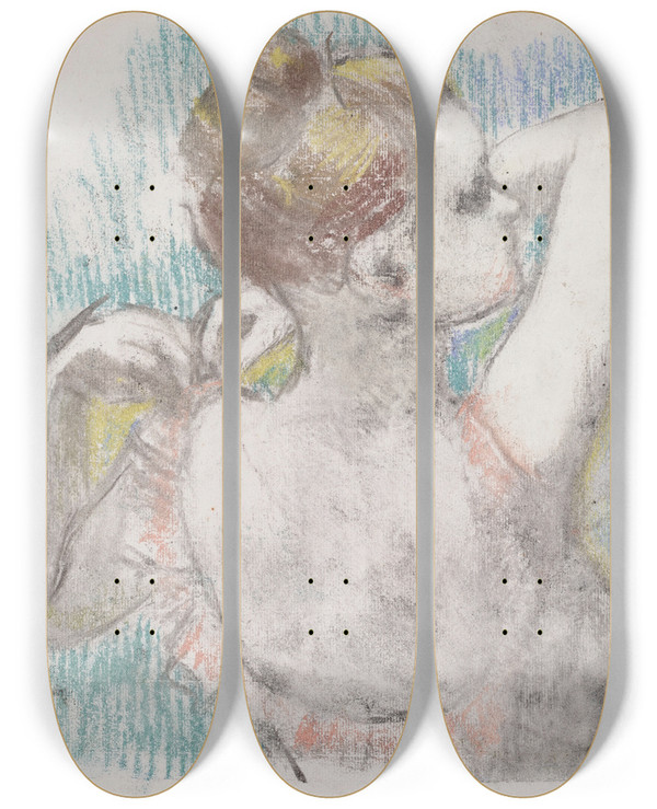 Triptych art skateboard deck of Edgar Degas Danseuse Buste by Edgar Degas (1834-1917)