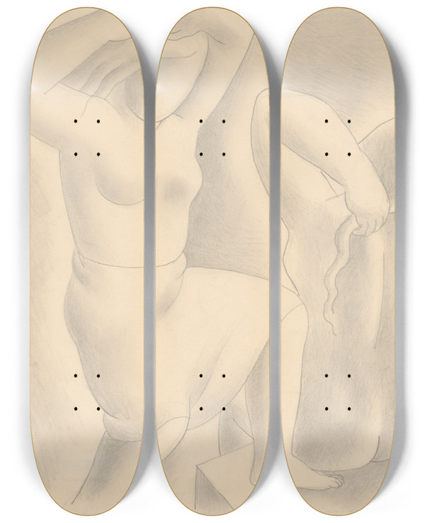 Triptych art skateboard deck of Mikul Galanda Morning_1 by Mikulas Galanda (1895-1938)