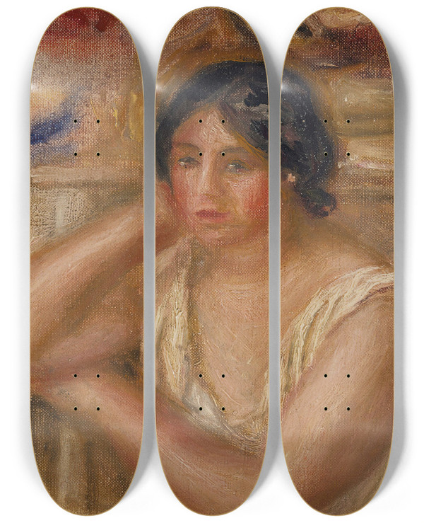 Triptych art skateboard deck of Pierreauguste Renoir Portrait De Gabrielle by Pierre-Auguste Renoir (1841-1919)