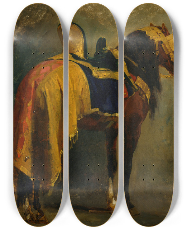 Triptych art skateboard deck of Isidore Pils Horse Caparisoned by Isidore Pils (1815-1875)