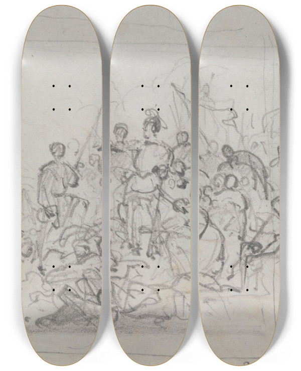 Triptych art skateboard deck of Nicaise De Keyser Historical Scene_4 by Nicaise De Keyser (1813-1887)