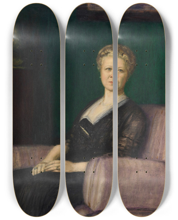 Triptych art skateboard deck of Franz Von Stuck Portrt Luise Bestehorn by Franz Von Stuck (1863-1928)