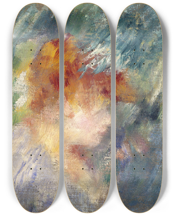 Triptych art skateboard deck of Pierreauguste Renoir Jeanne Samary by Pierre-Auguste Renoir (1841-1919)