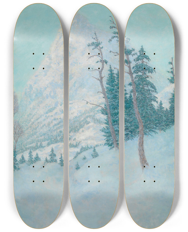 Triptych art skateboard deck of William Henry Singer Landscape by William Henry Singer (1868-1943)