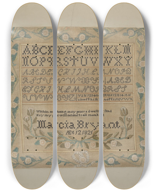 Triptych art skateboard deck of Alfonso Moreno Sampler by Alfonso Moreno