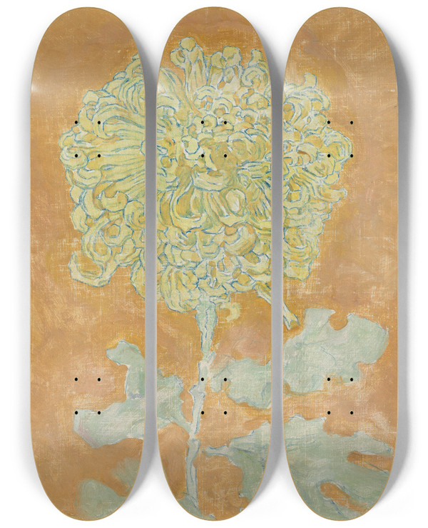 Triptych art skateboard deck of Piet Mondrian Chrysanthemum by Piet Mondrian (1872-1944)
