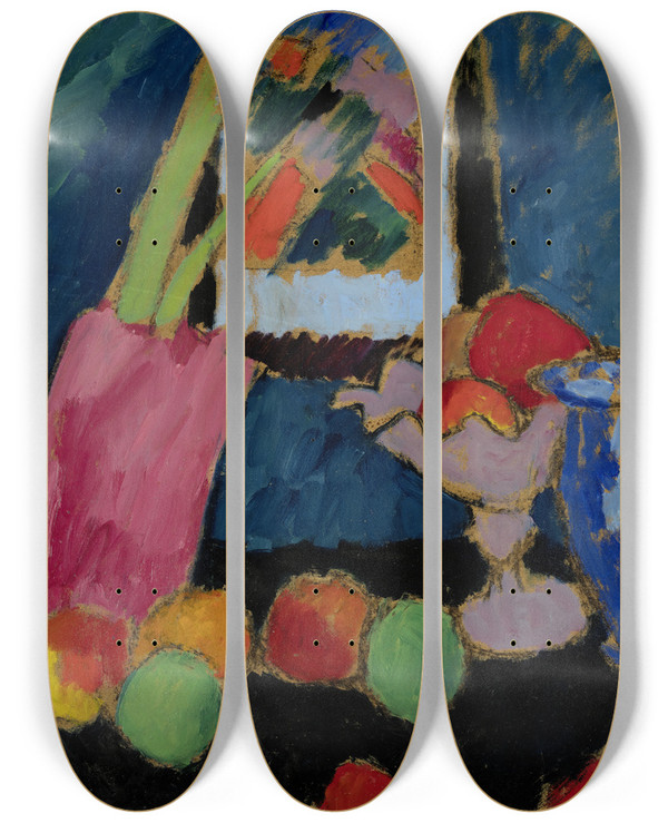 Triptych art skateboard deck of Alexej Von Jawlensky Still Life With A Purple Bowl by Alexej Von Jawlensky (1864-1941)