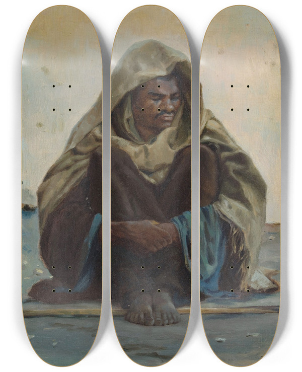 Triptych art skateboard deck of Henrybrokman Arabe Assis De Face by HenryBrokman (1868-1933)