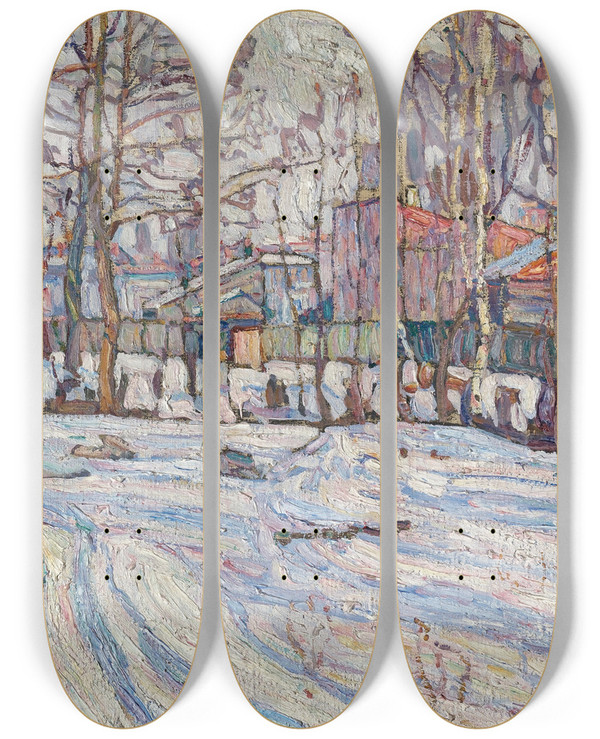 Triptych art skateboard deck of Abraham Manievich Winter by Abraham Manievich (1881-1942)